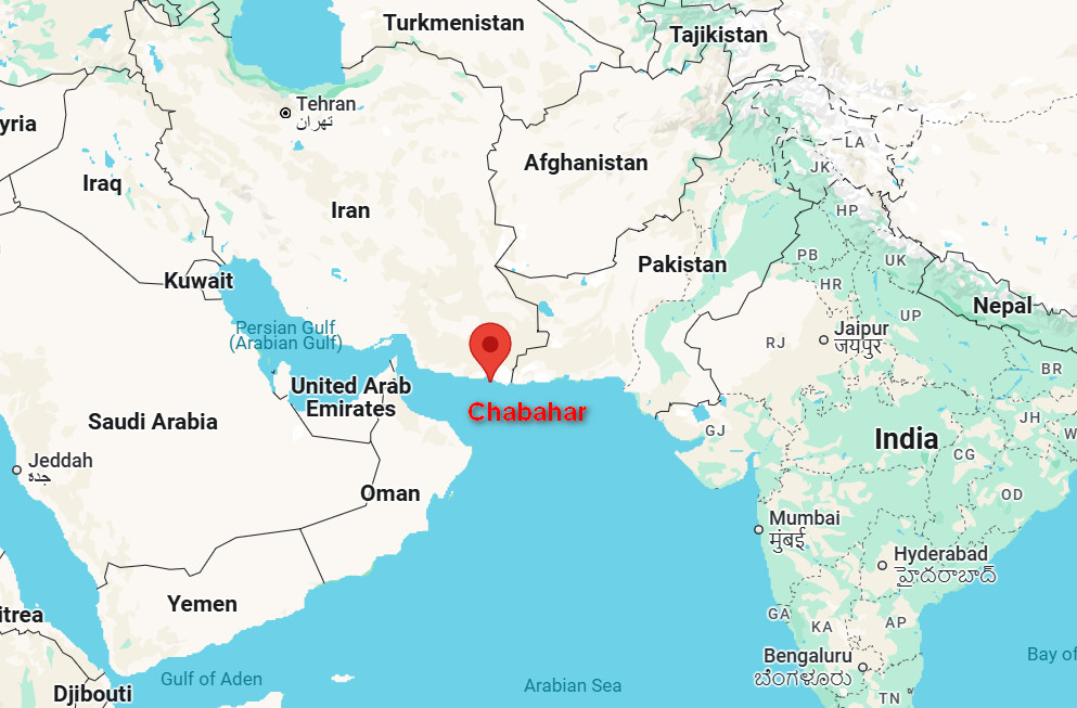 Cảng Chabahar của Iran có ý nghĩa quan trọng giúp Ấn Độ tiến vào thị trường Trung Á. Ảnh: Google maps